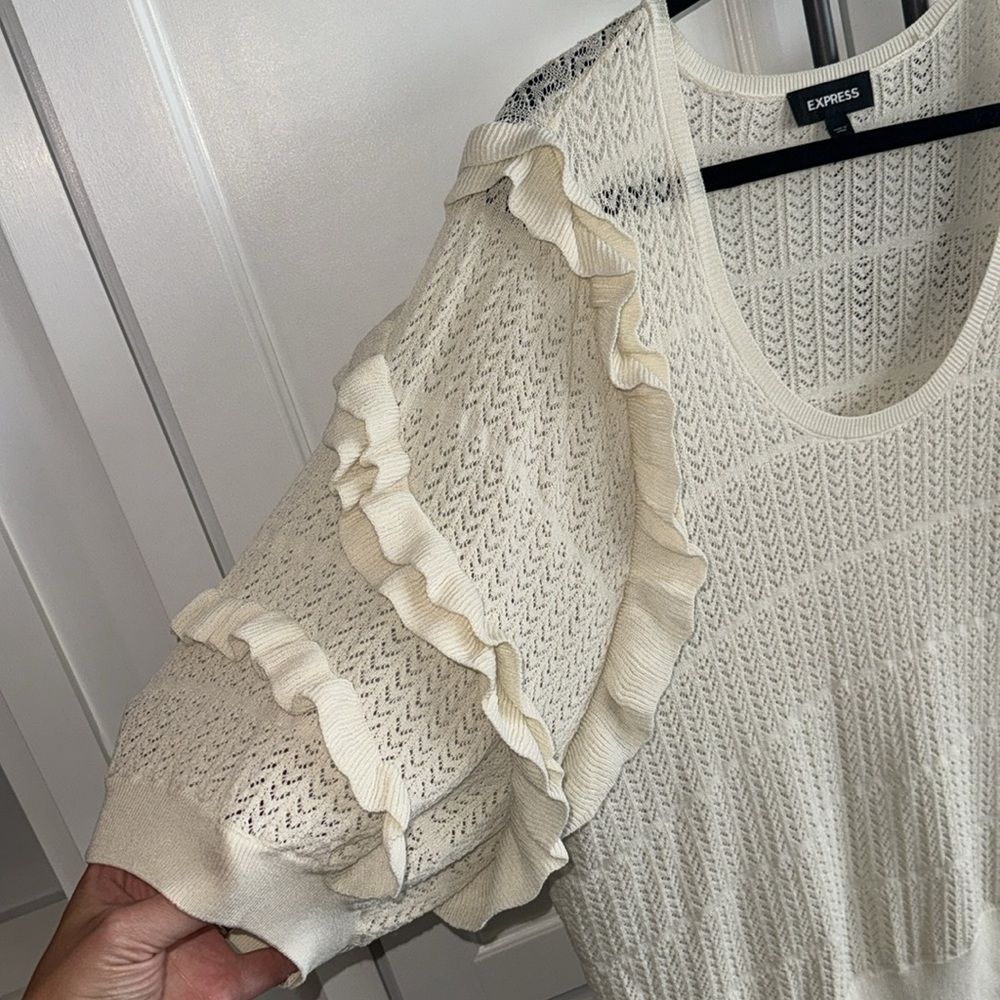 Express Ruffle Sleeve Sweater - Picture 2 of 4
